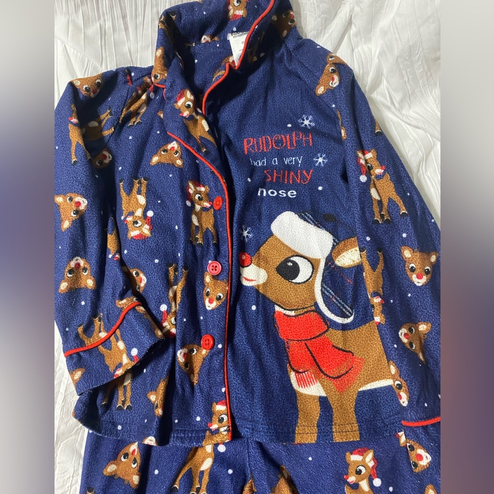 Toddler pajama set. Winter. Rudolph. Button down.